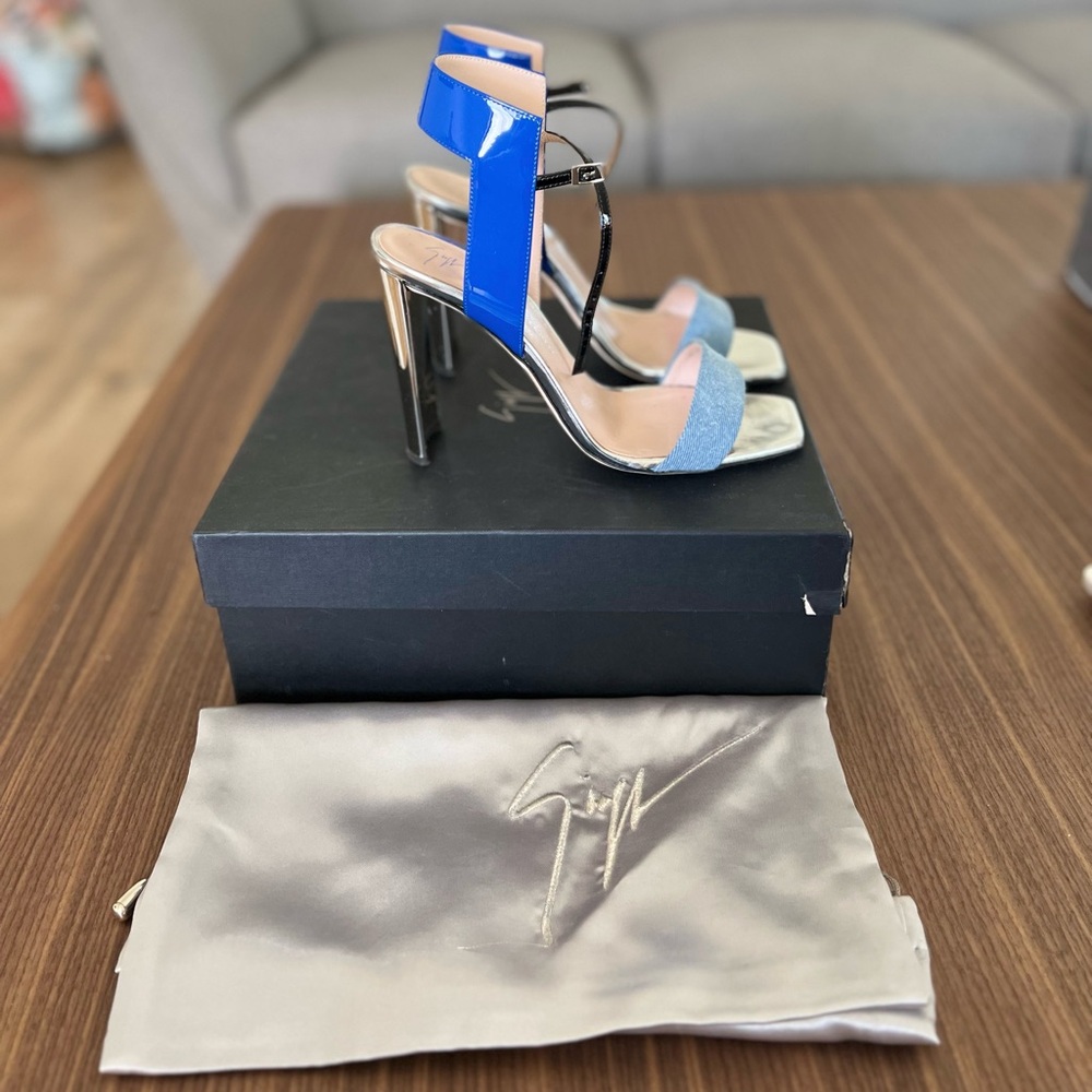Giuseppe Zanotti High Heeled Sandals, Blue/Silver